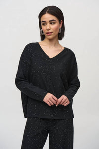 Joseph Ribkoff - Women's Sequined Long Sleeve Boxy Top