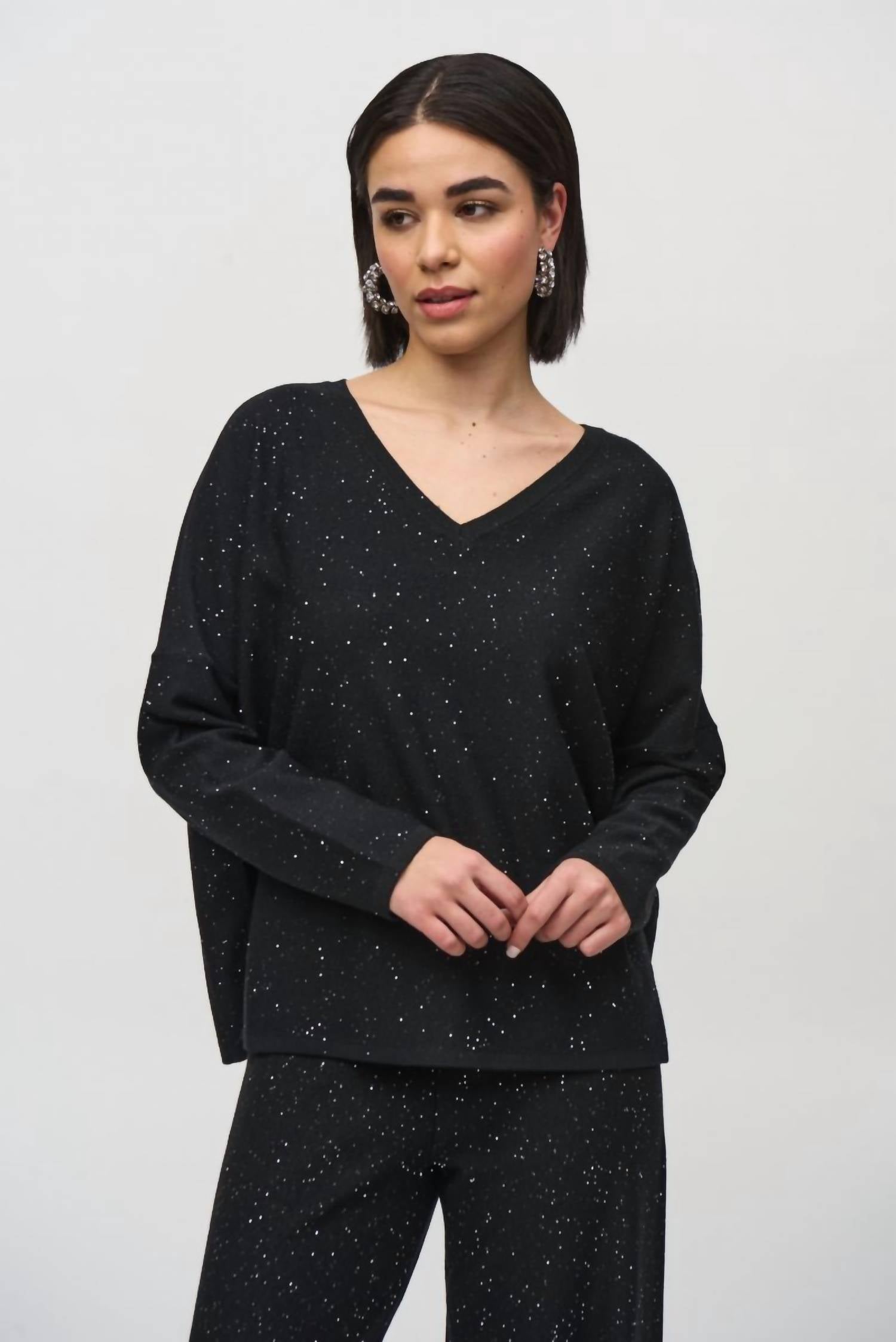 Joseph Ribkoff - Women's Sequined Long Sleeve Boxy Top
