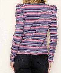 Staccato - Striped Puffed Long Sleeve Top