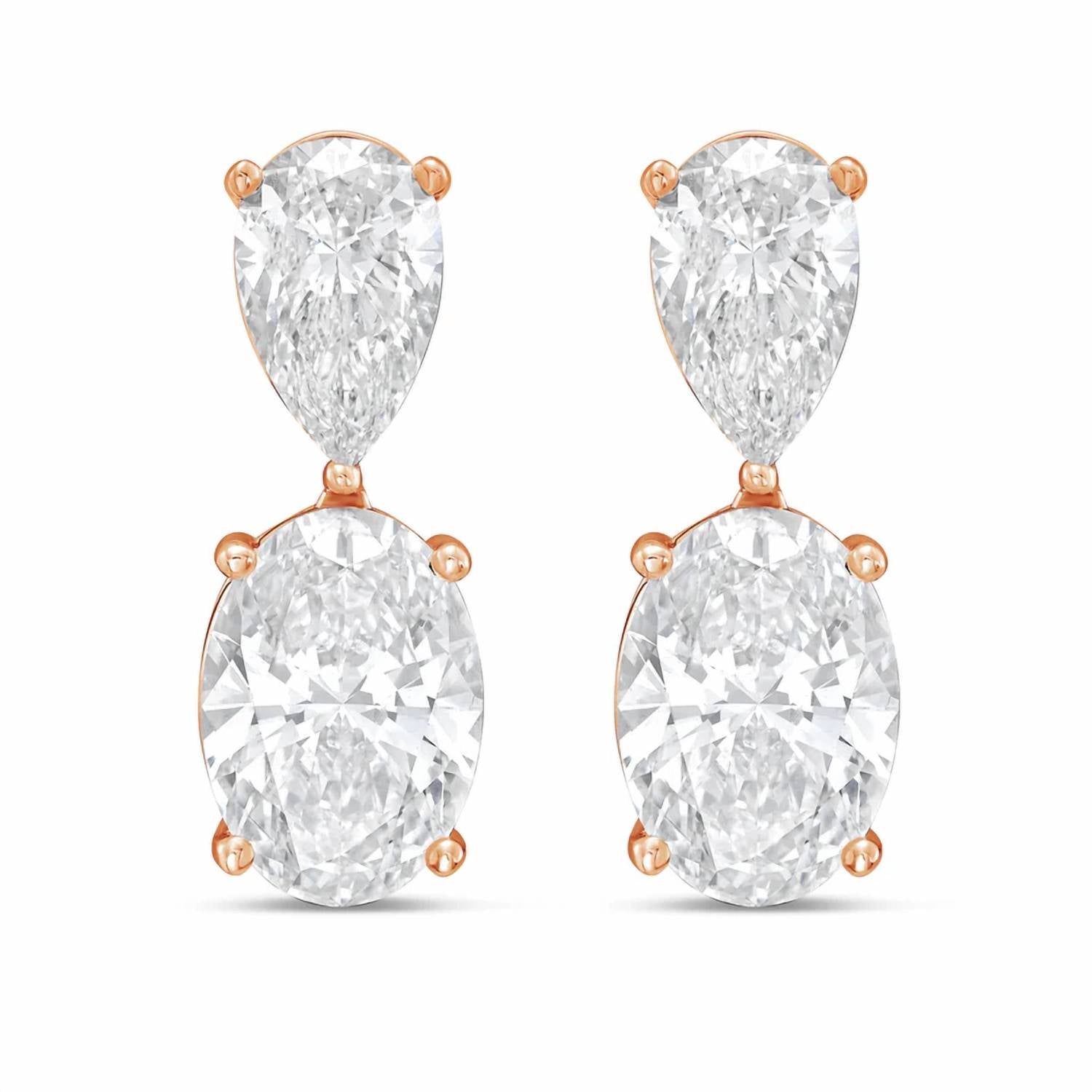 Diana M Jewels - Women's Pear Lab-Grown Diamond Stud Earrings (15.00 Ct TCW) - Grand