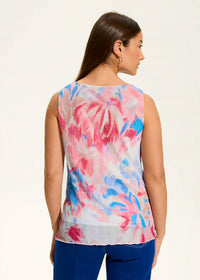 Fdj - Sleeveless Crinkle Pleated Mesh Top