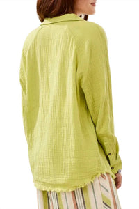 Tribal - Crinkle Gauze Button-front Tie Blouse