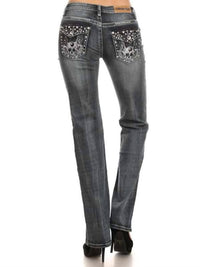 Bus Stop - Naughty Too Distressed Skull Jean