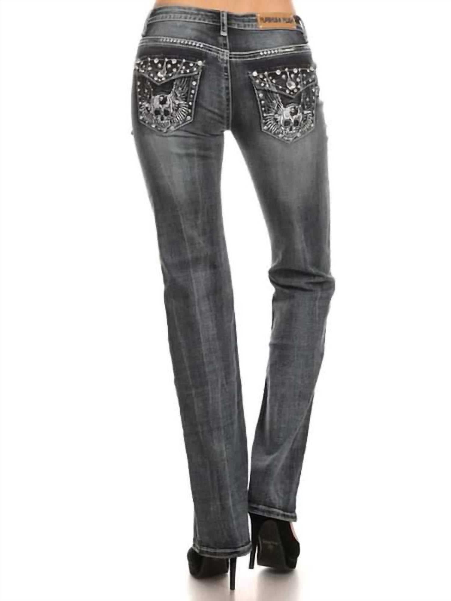 Bus Stop - Naughty Too Distressed Skull Jean