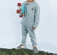 TINY WHALES Kid's Rad Power Hoodie Top in mineral granite - kids' shirt