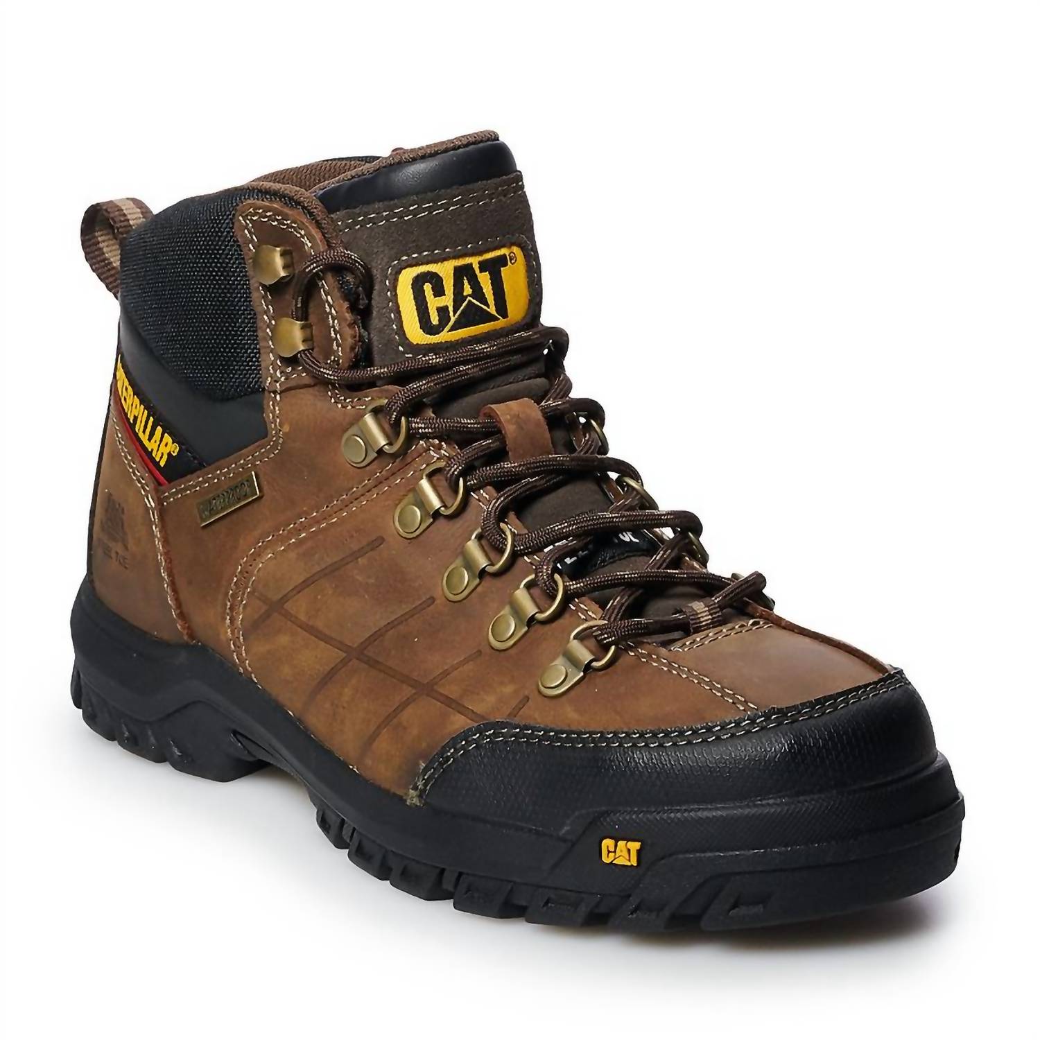 Caterpillar Men's Threshold Waterproof Steel Toe Work Boots in brown - men's boots