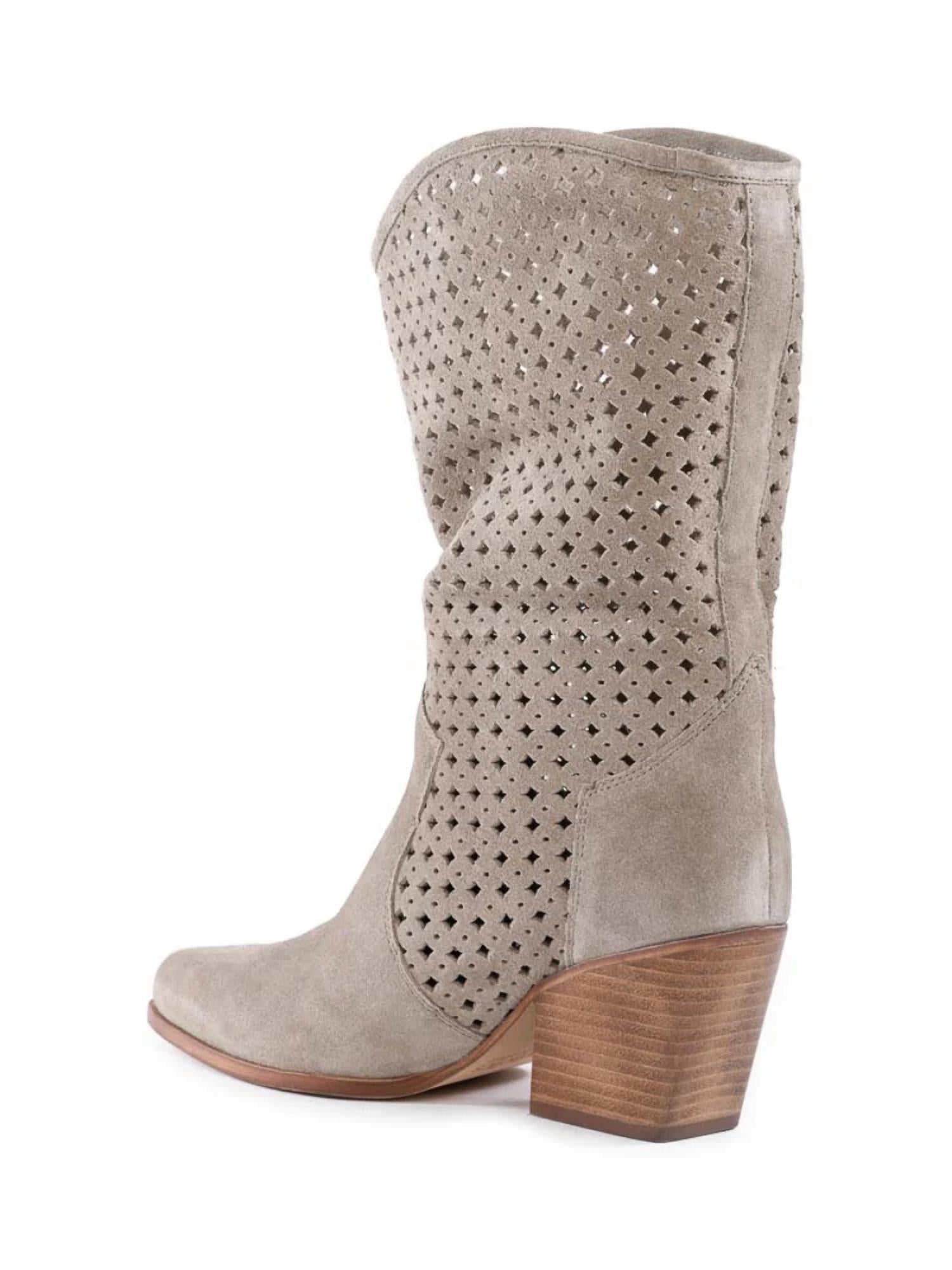 Seychelles Women's Diva Suede Boot in sand - women's shoe - detail view