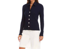 Karen Kane - Ribbed Long Sleeve Button Front Top