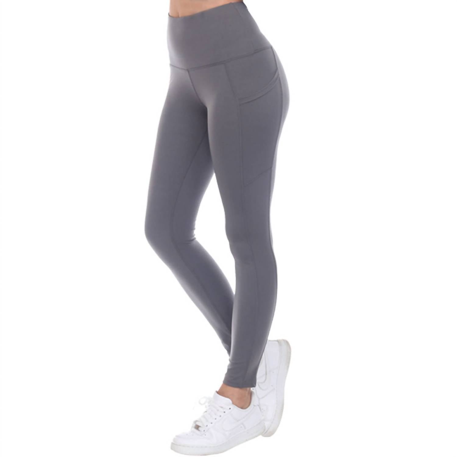 GOLDHAUS High Rise Leggings in charcoal - women's pants - alternate view