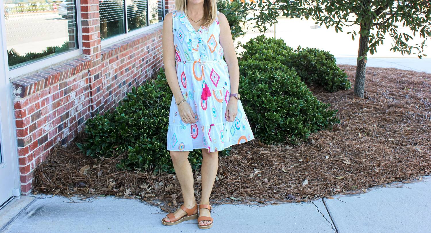 Charlie B - Printed Sleeveless Ruffled Dress