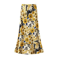 Miss Sparkling - Women's Satin Floral Print Skirt