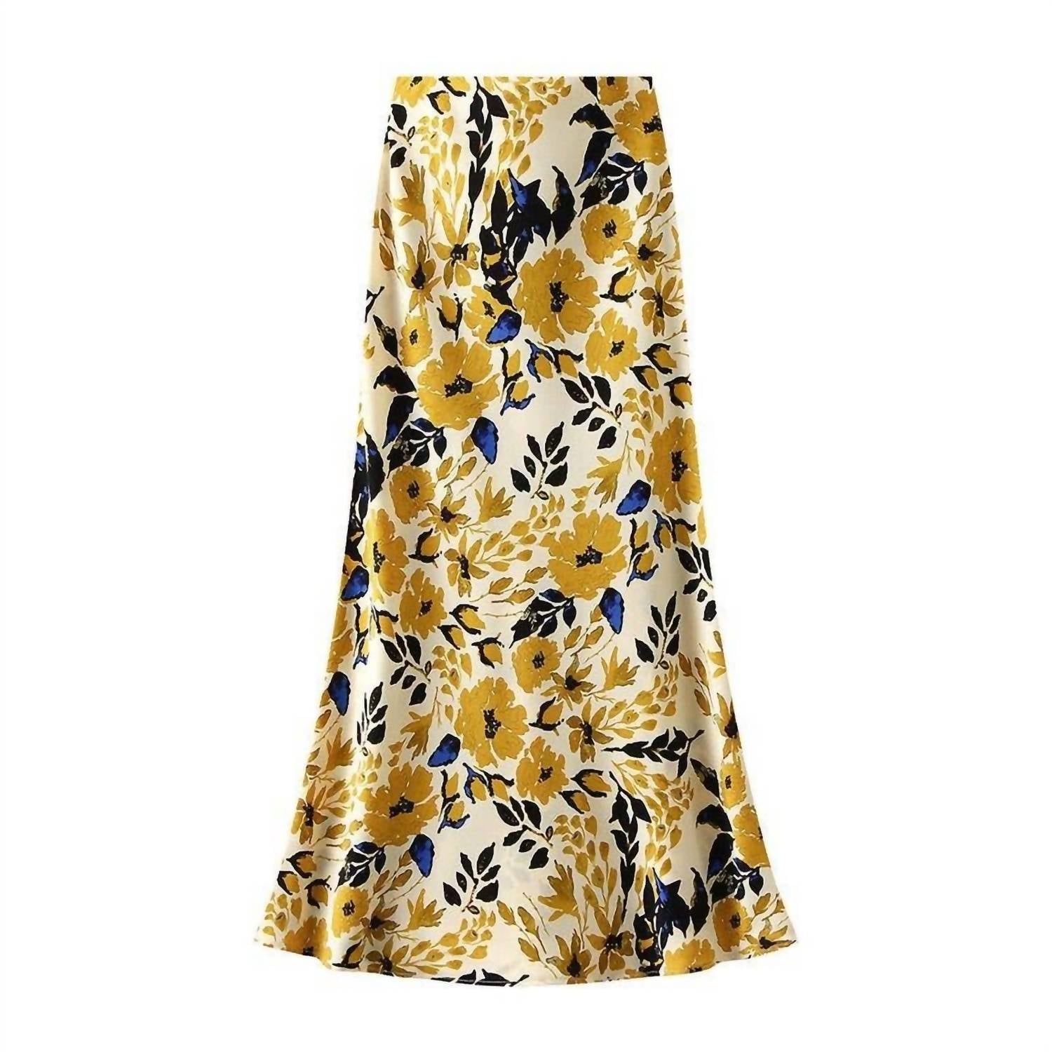 Miss Sparkling - Women's Satin Floral Print Skirt