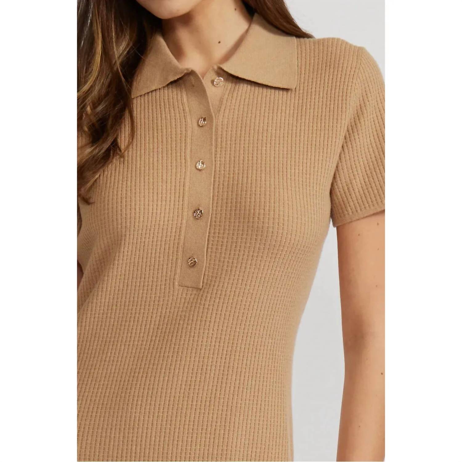 LUCY PARIS Arden Polo Dress in beige - women's dress - view 4