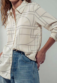 Urban Daizy - Chloe's Geo Print Button-Down Shirt