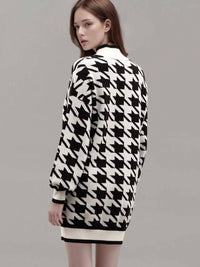 Blu Pepper - Mock Neck Houndstooth Sweater Dress