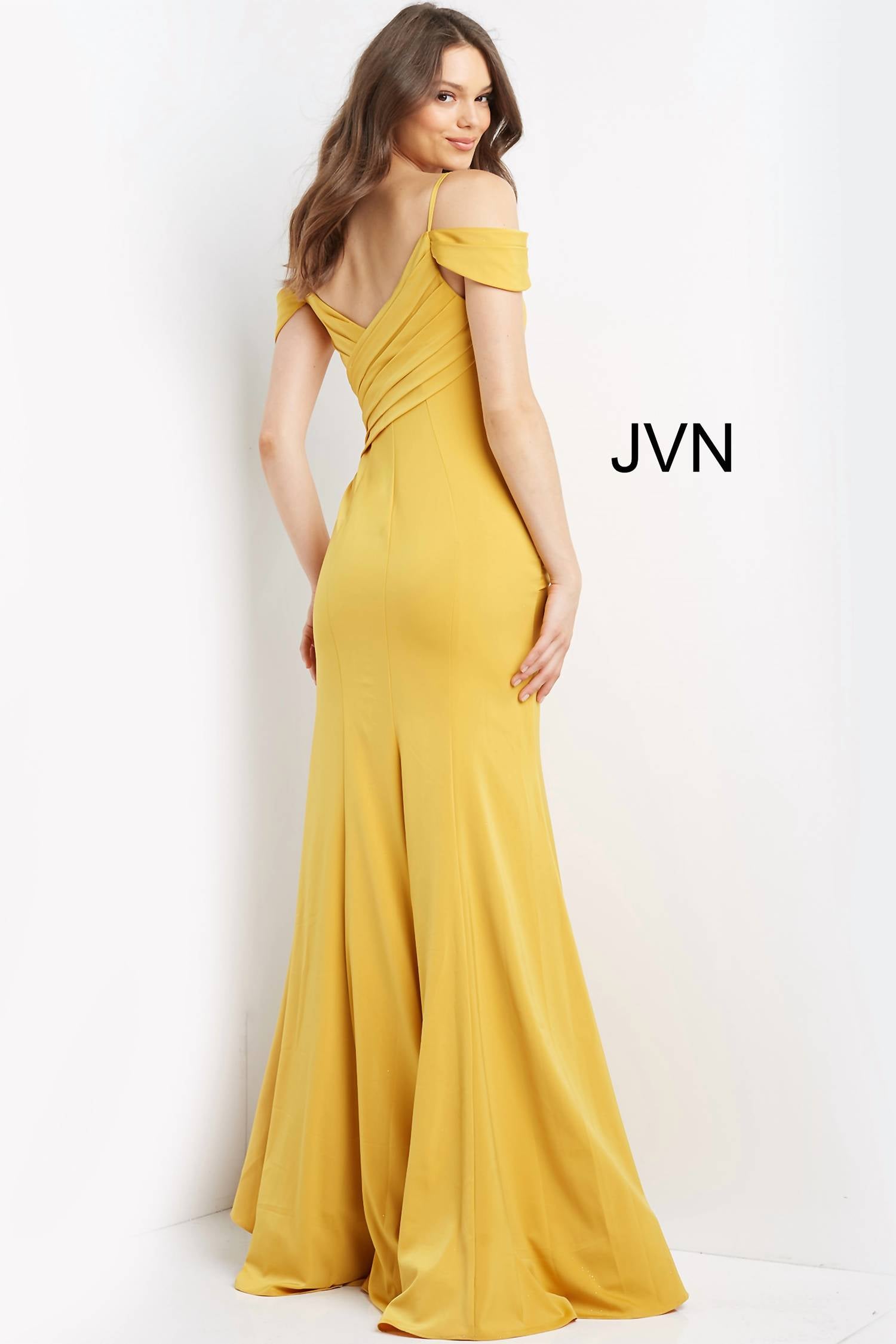 JOVANI Off Shoulder Prom Gown in yellow - women's dress - alternate view
