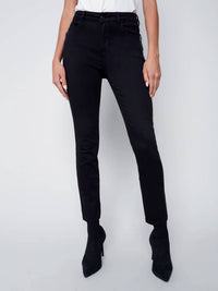 CHARLIE B Twill Flare Pant in black - women's pants