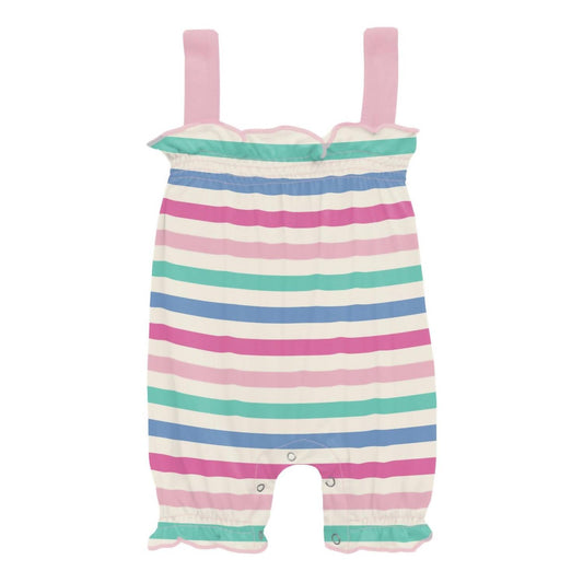 Kickee - Girl's Print Gathered Romper