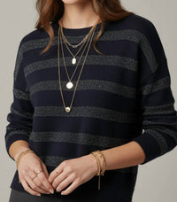 Q2 - Striped Knit Sweater With Sequin