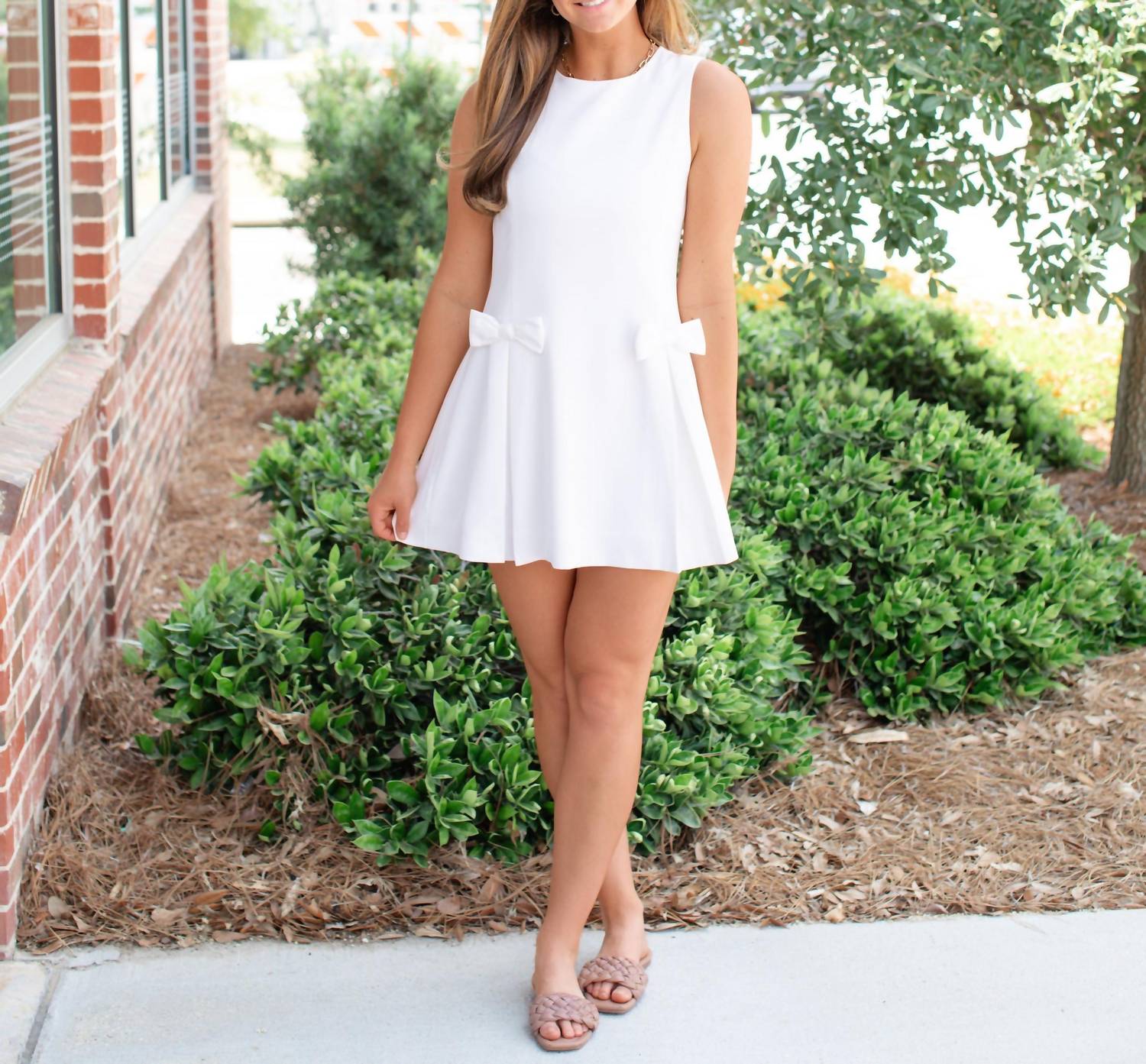 Mable - Bow Pleated Mini Dress