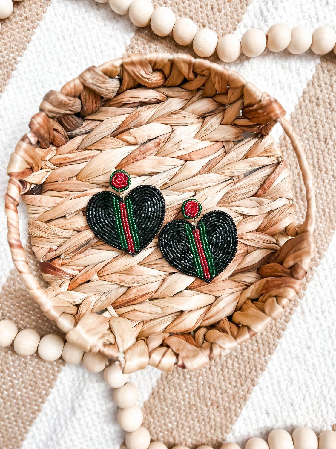 White Label - Women's Heart Beaded Earrings