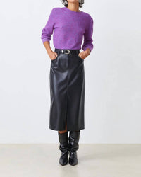 Suncoo - Frida Faux Leather Midi Skirt