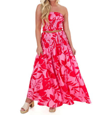 Flying Tomato - On Island Time Strapless Top And Maxi Skirt Set