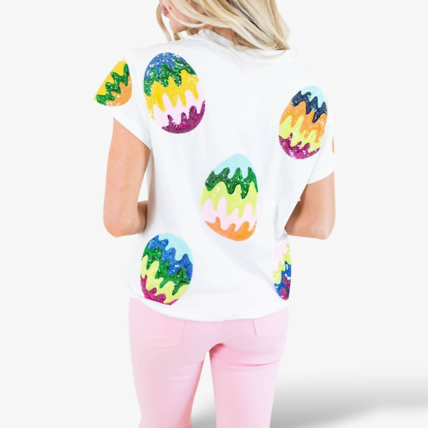 Queen Of Sparkles - Groovy Easter Egg Short Sleeve Top