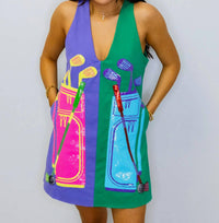 Queen Of Sparkles - Colorblock Golf Clubs Tank Dress