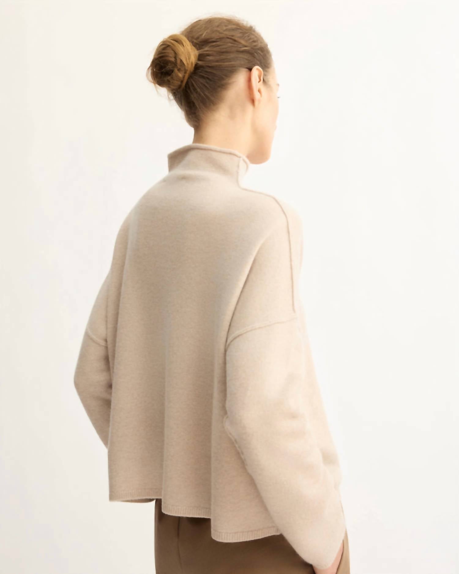 Arlo Mott Penn Roll Neck Top in beige - women's long sleeve top - alternate view
