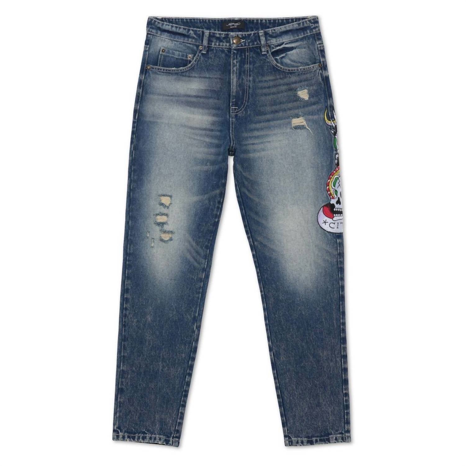 Ed Hardy - Men's Nyc Eagle Skull Slim Taper Jean