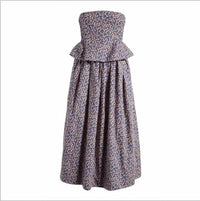 Nackiye - Ditsy Pintuck Peplum Strapless Midi Dress