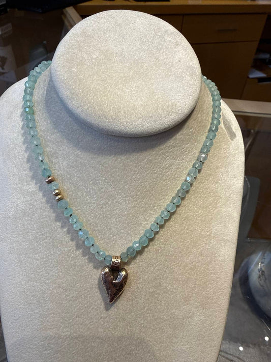 Jes Maharry - Women's Heart Pendant On Chalcedony Necklace