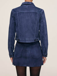DL1961 - Women's Vika Jacket in navy suede - women's long sleeve top - detail view