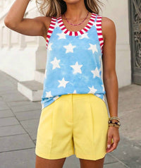 Aapparella - Flag Day Star Print Striped Tank