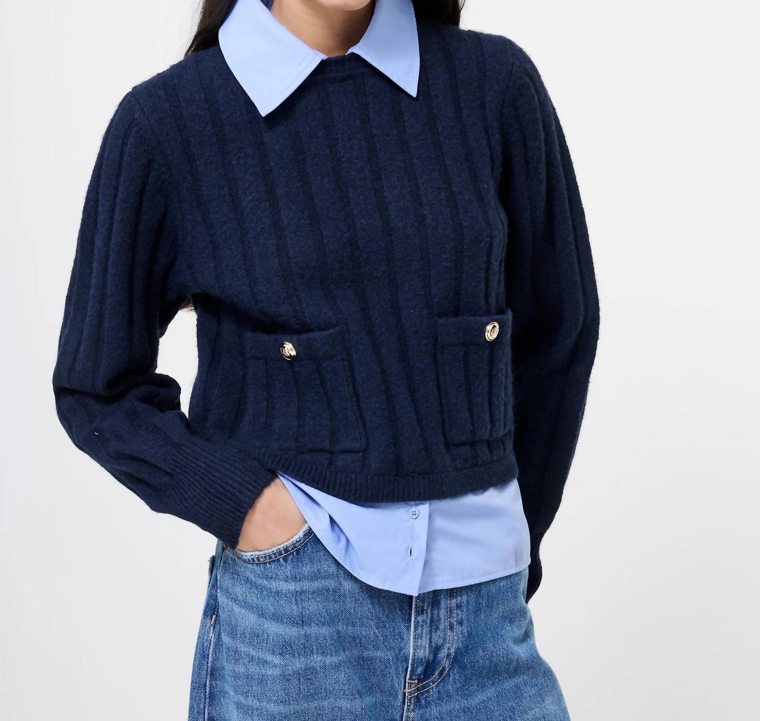 French Connection - Ellie Knit Collared Pullover Sweater