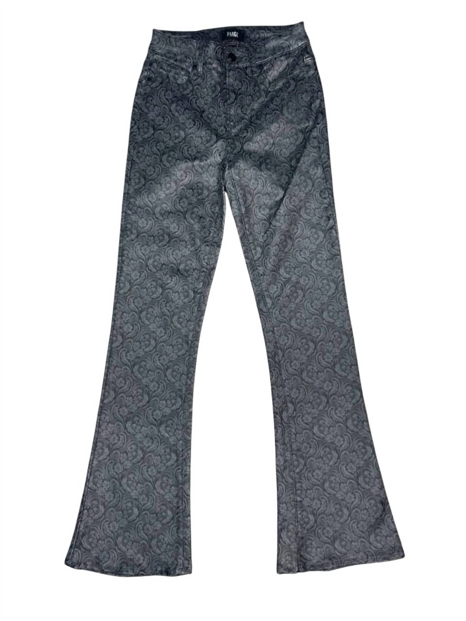 Paige Women's High Rise Lou Lou Landscape Jacquard Flare Jeans in grey - women's jeans
