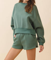 TCEC Dropped Shoulder Sweatshirt in pine - women's top - alternate view