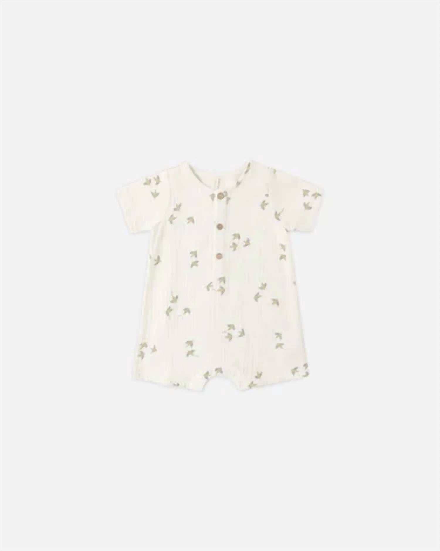Quincy Mae - Girls Short Sleeve Woven Romper