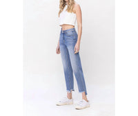 Flying Monkey - Norah High Rise Frayed Hem Straight Jeans