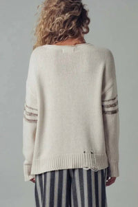 Urban Daizy - Varsity 80 Distressed Knit Pullover Sweater