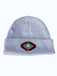 Rowdy Crowd Women's Alvarado Aztec Embroidered Beanie Hat in grey - women's hat