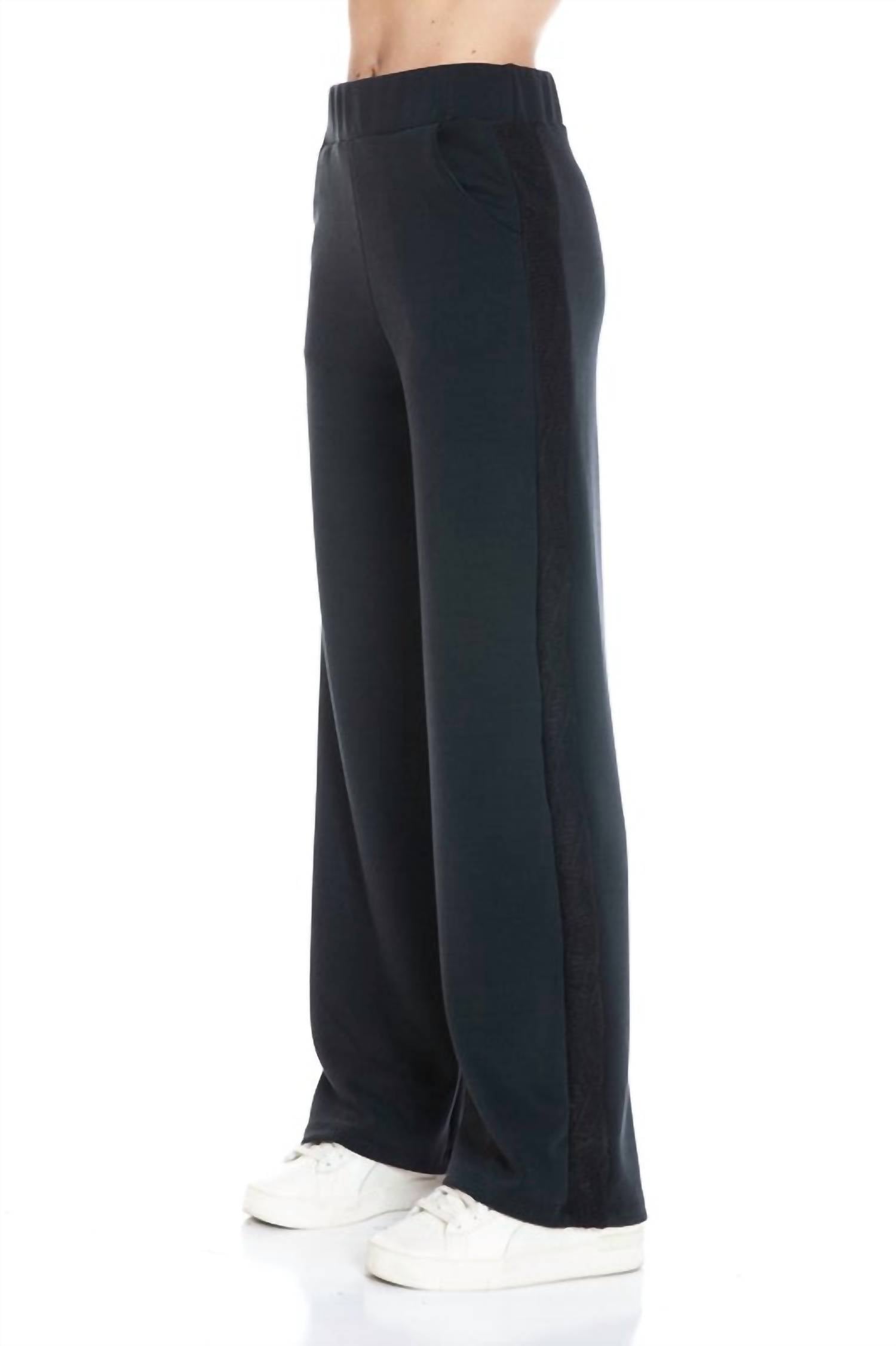 ariella Straight Leg Pants W/ Contrast in black - women's pants - alternate view