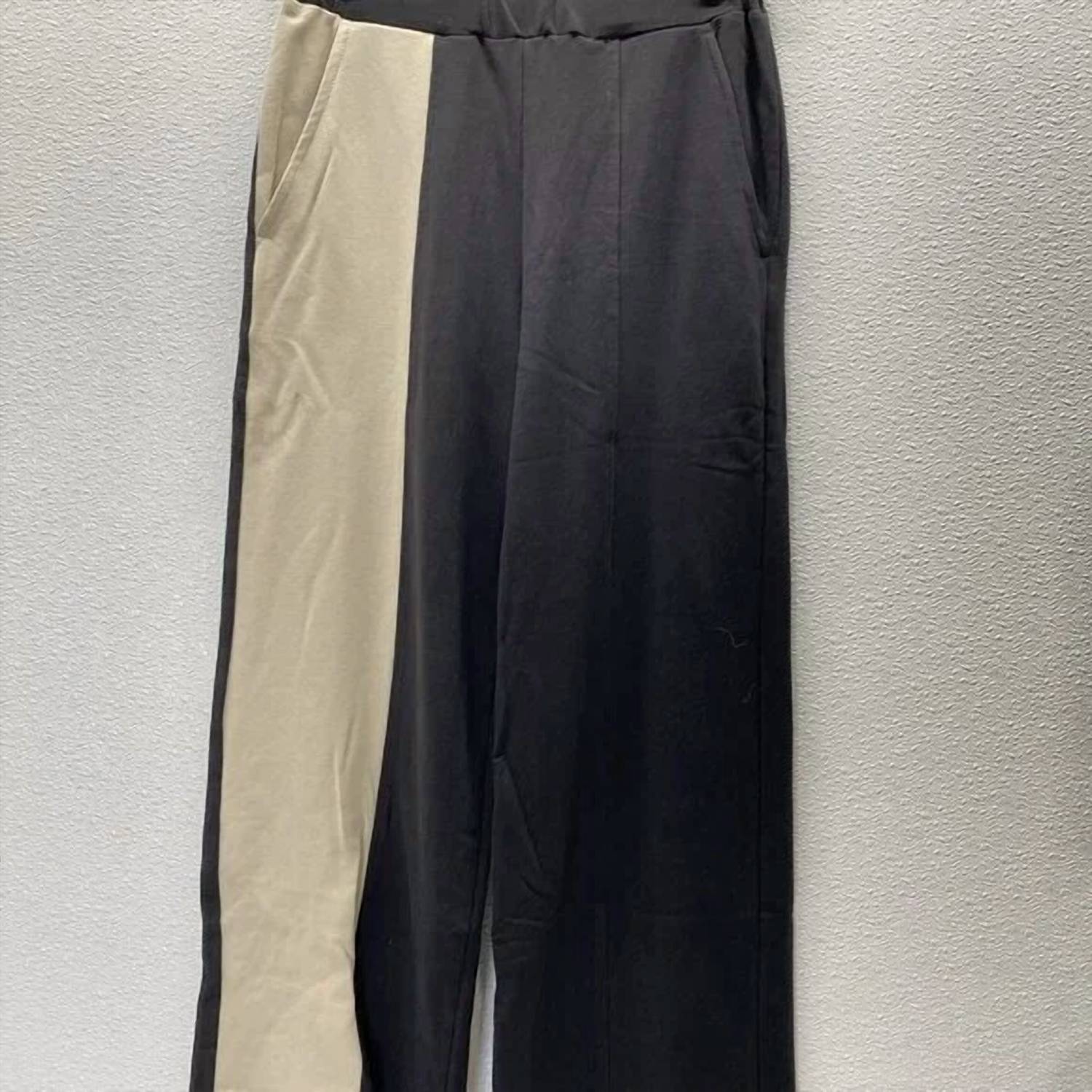 ALEMBIKA Women’s Slinky Flow Colorblock Pants in black ivory - women's pants
