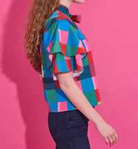 Alden Adair Heddy Mock Neck Top in holiday check - women's blouse - alternate view