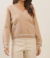 Able - Amalia Contrast Trim Varsity Sweater