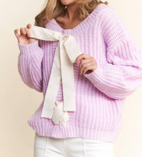 J.Nna - Cozy Cutie Cable Knit Ribbon Sweater