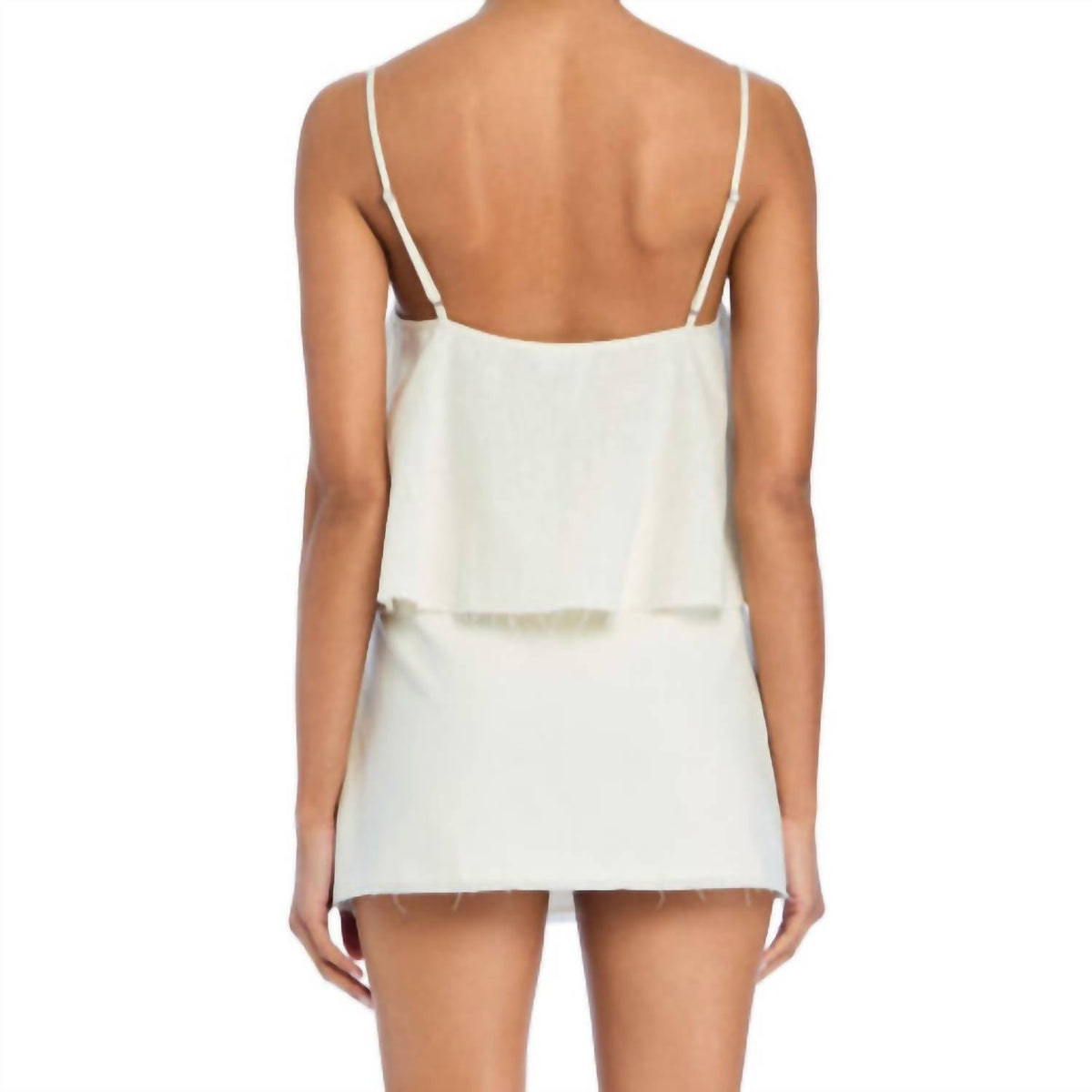 SER.O.YA Miley Linen Top in eggshell - women's tank top - detail view