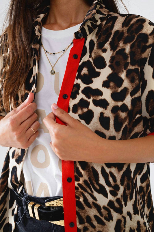 Q2 - Lila Animal Print Button Down Shirt