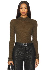 Frame - Mesh Lace Turtleneck Top